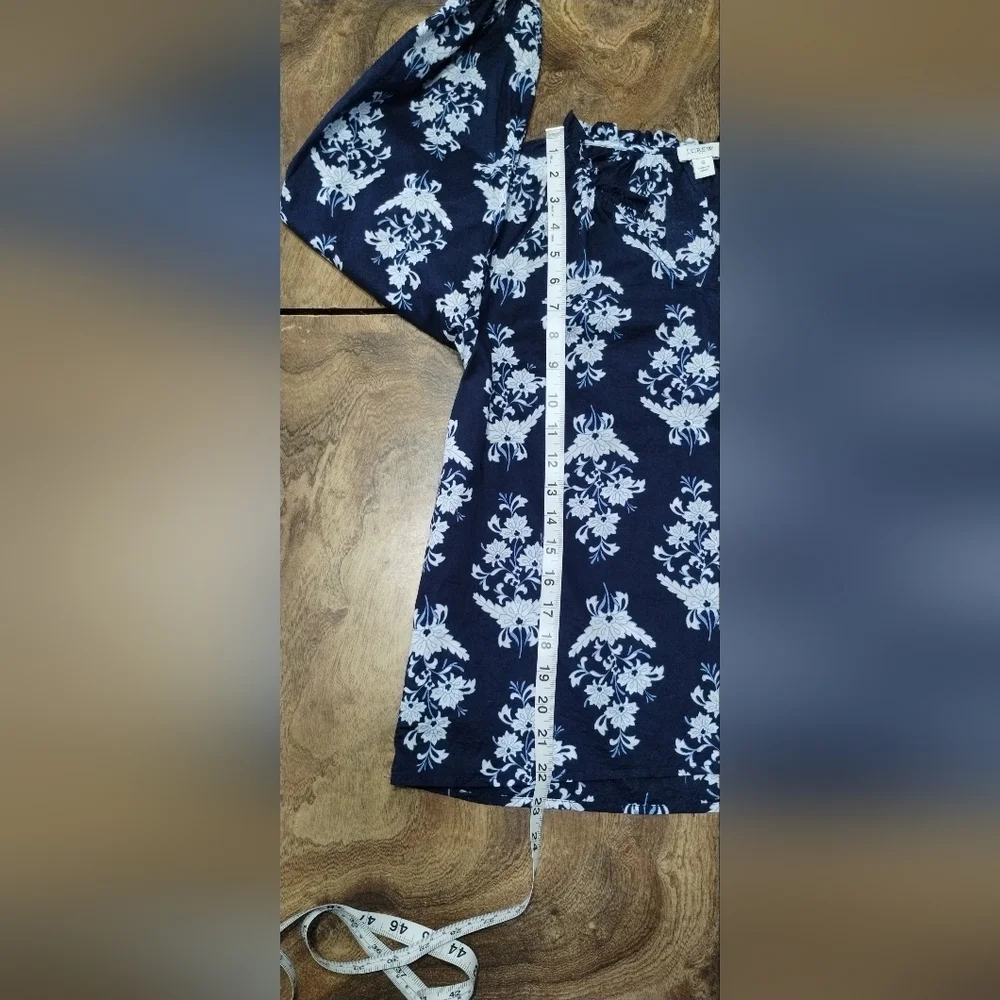 J.Crew Floral Navy Blue Women's Top Size (S)